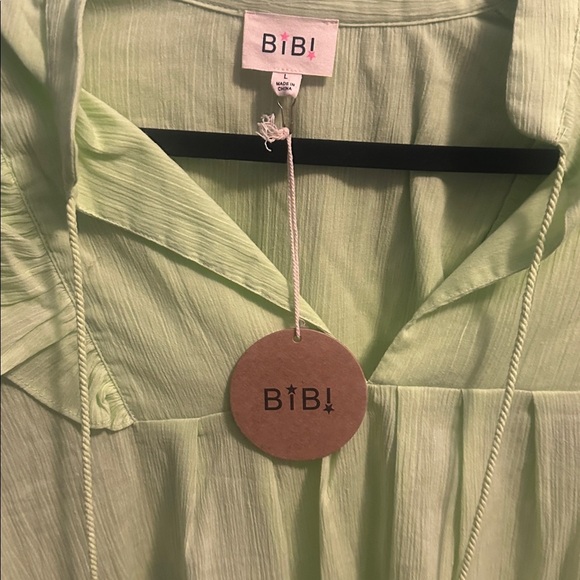 BiBi Neon Green Ruffled Blouse - Picture 2 of 4